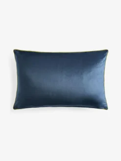 Next Navy Matte Velvet Contrast Pipe 40 x 59cm Cushion^ Cushions & Throws