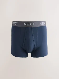 Next Navy Metallic Waistband Cotton Rich Trunk Boxers 10 Pack