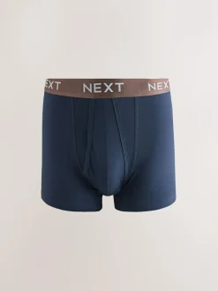 Next Navy Metallic Waistband Cotton Rich Trunk Boxers 10 Pack