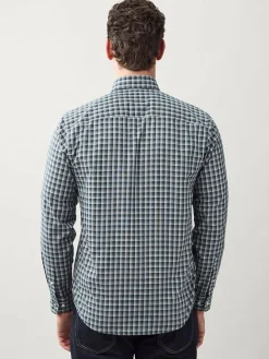 Next Navy Micro Check Regular Fit Easy Iron Button Down Oxford Shirt^ Shirts