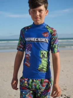 Next Navy Minecraft Rash Vest (3-16yrs)^BOY Swimwear