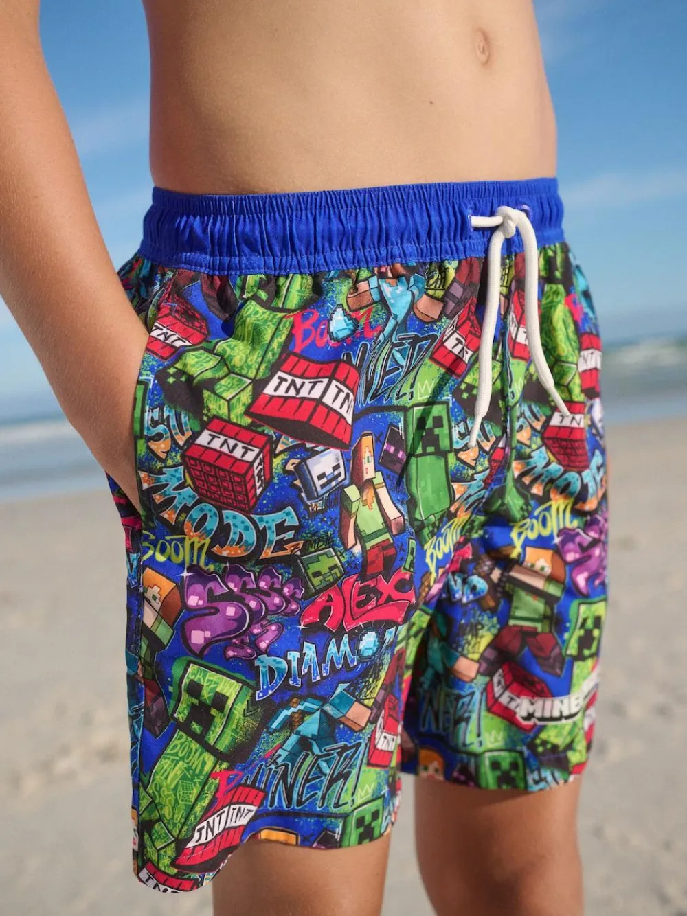 Outlet Next Navy Minecraft Swim Shorts (3-16yrs)