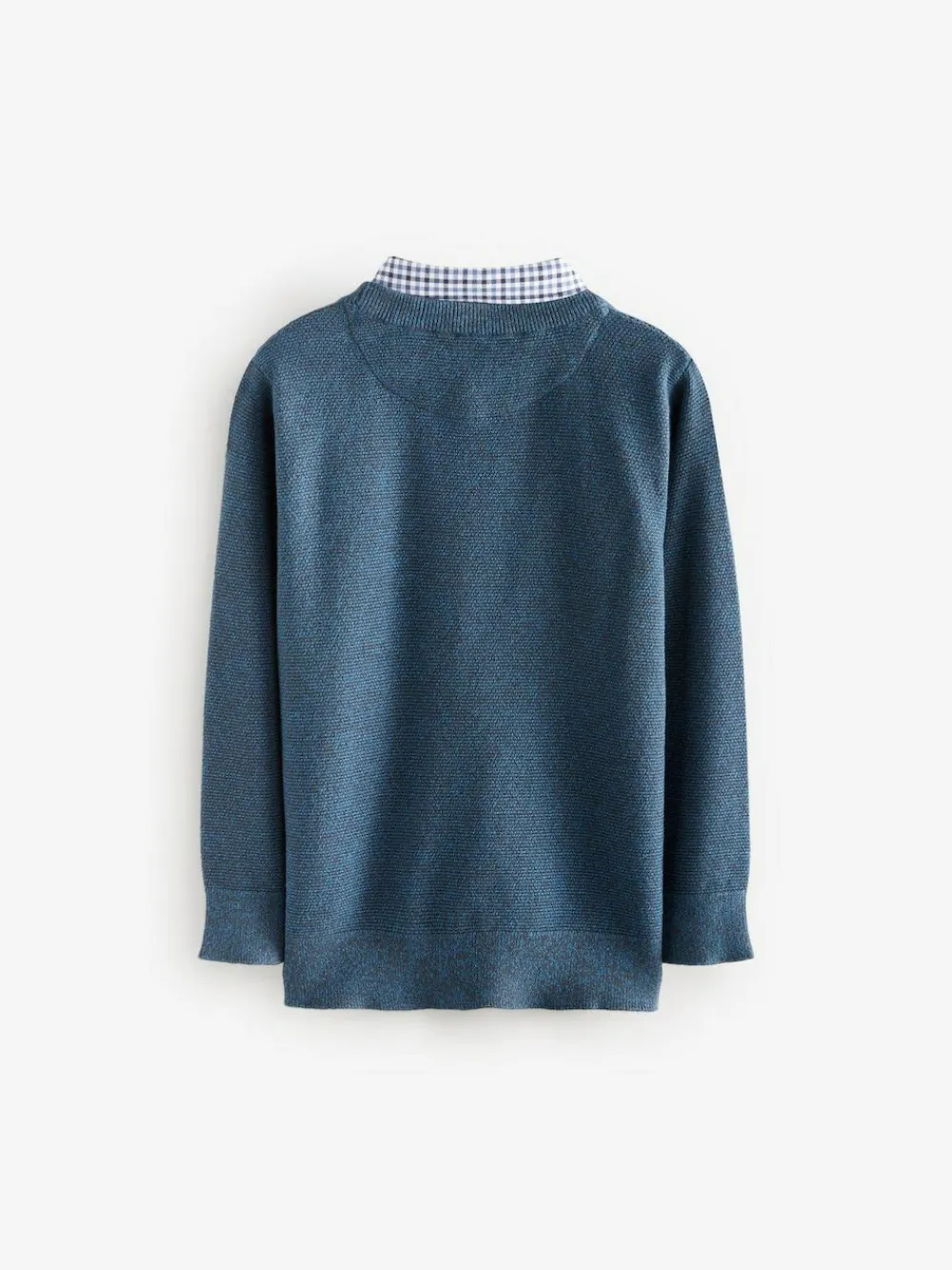 Next Mock Gingham Shirt and Crew Neck 100% Cotton Jumper (3-16yrs)^BOY Knitwear & Sweaters|Knitwear