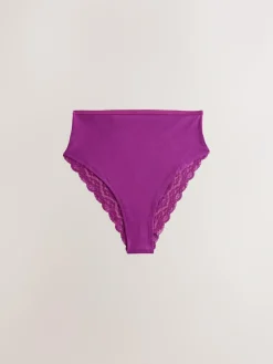 Next Navy Paisley High Rise High Leg Cotton Lace Knickers 4 Pack^Women Panties|All Lingerie