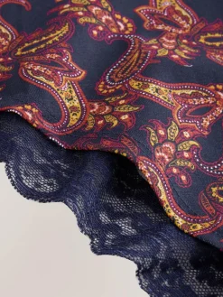 Next Navy Paisley High Rise High Leg Cotton Lace Knickers 4 Pack^Women Panties|All Lingerie