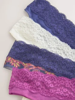 Sale Next Navy Paisley Thong Cotton Lace Knickers 4 Pack