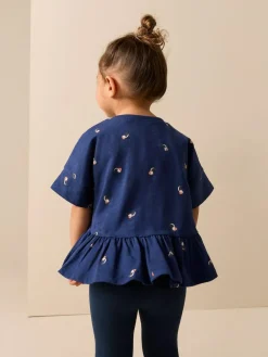 Next Navy Puffin Short Sleeve Peplum T-Shirt (3mths-7yrs)^ T-Shirts