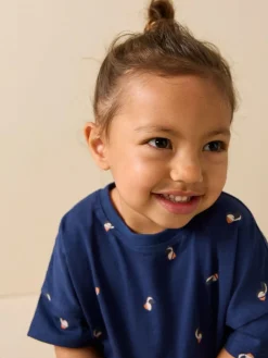 Next Navy Puffin Short Sleeve Peplum T-Shirt (3mths-7yrs)^ T-Shirts