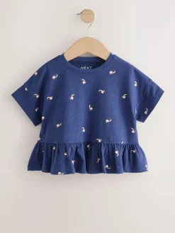 Next Navy Puffin Short Sleeve Peplum T-Shirt (3mths-7yrs)^ T-Shirts