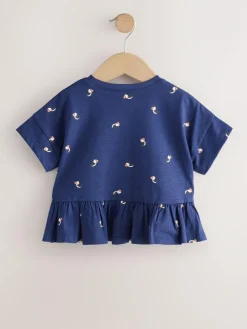 Next Navy Puffin Short Sleeve Peplum T-Shirt (3mths-7yrs)^ T-Shirts