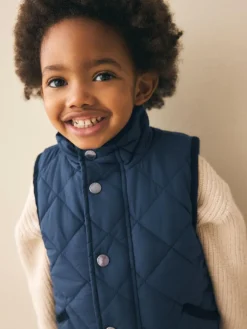 Next Navy Quilted Gilet (3mths-7yrs)^BOY Coats, Jackets & Pramsuits|Coats, Jackets & Pramsuits