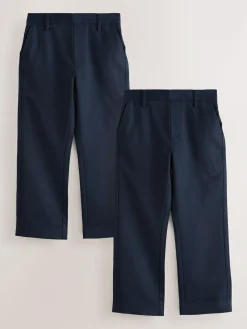 Next Regular Leg Pull On Waist School Trousers 2 Pack (3-17yrs)^BOY Joggers|Tznius Pants