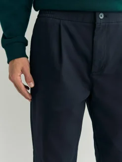 Next Regular Tapered Fit Pleated Stretch Chinos Trousers With Elasticated Waist^ Pants & Chinos