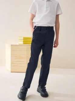 New Next Regular Waist Straight Leg School Trousers (3-17yrs) Navy