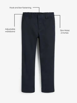 New Next Regular Waist Straight Leg School Trousers (3-17yrs) Navy