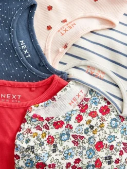 Next Ribbed Long Sleeve Tops 5 Pack (3mths-7yrs)^ Tops|T-Shirts