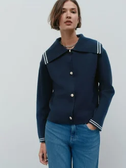 Hot Next Sailor Collar Cardigan Navy