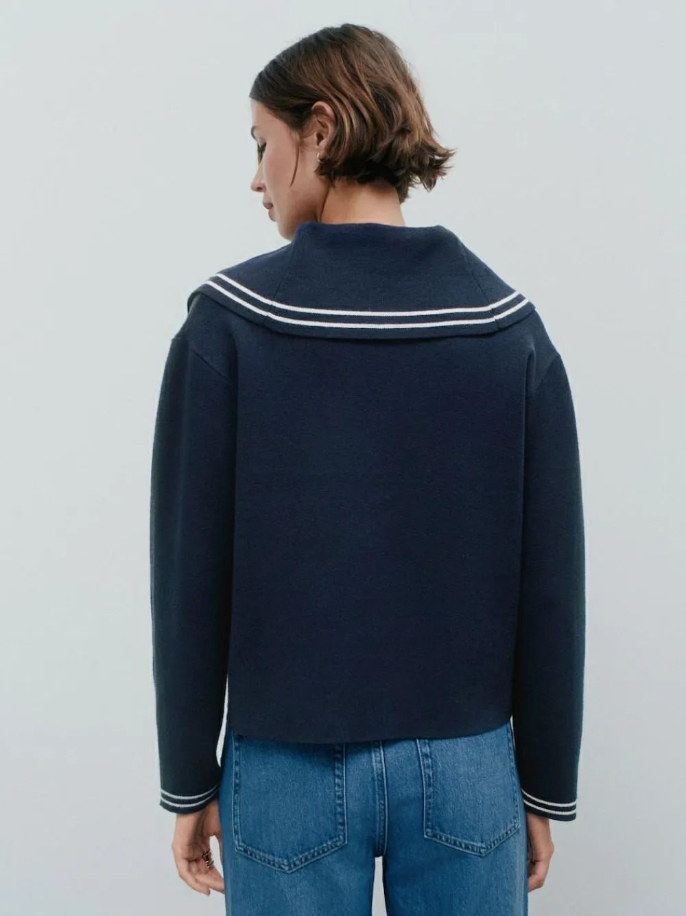 Hot Next Sailor Collar Cardigan Navy