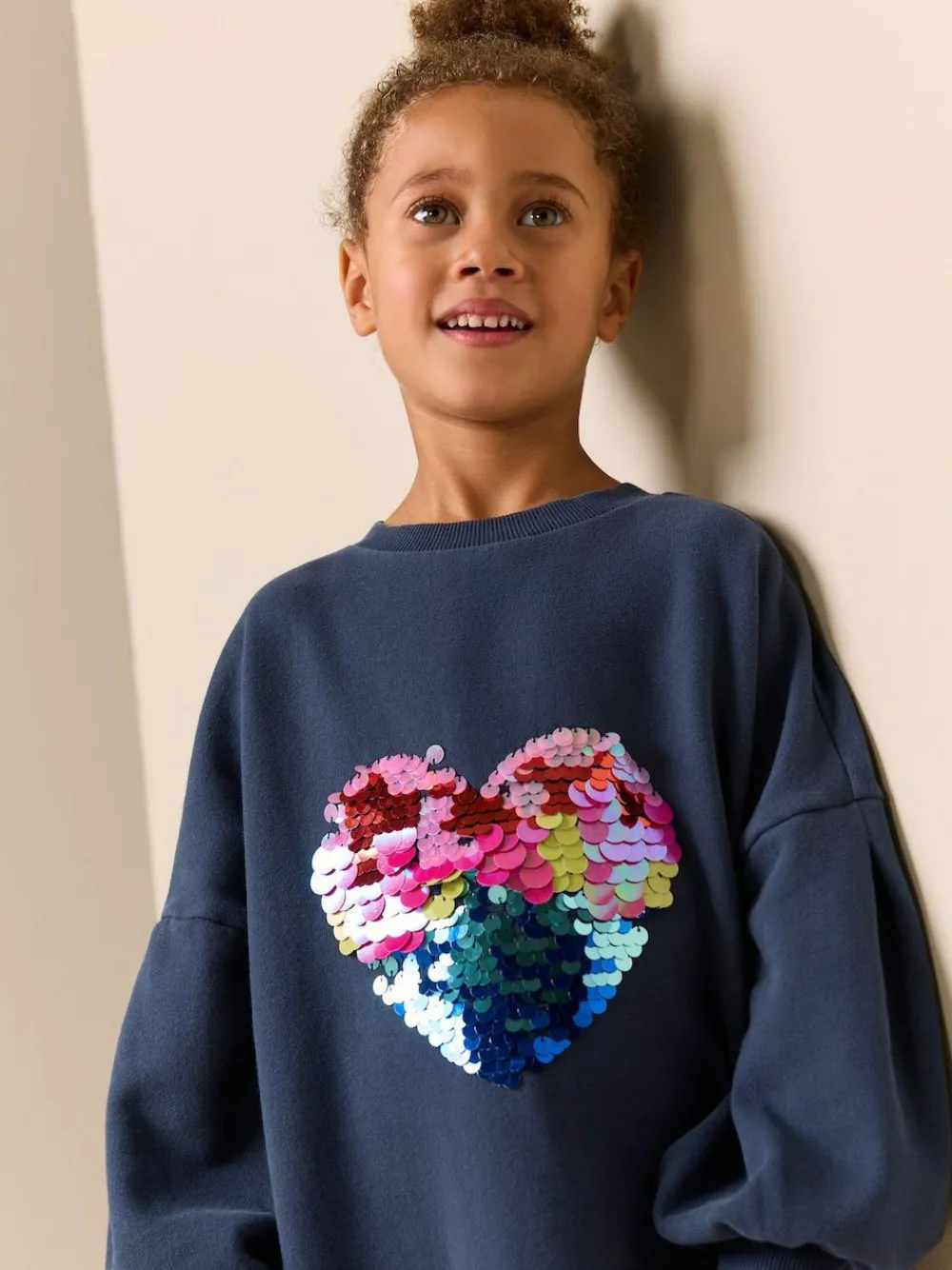 Outlet Next Navy Sequin Heart Jumper Dress (3-16yrs)