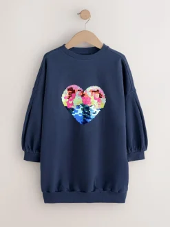 Outlet Next Navy Sequin Heart Jumper Dress (3-16yrs)