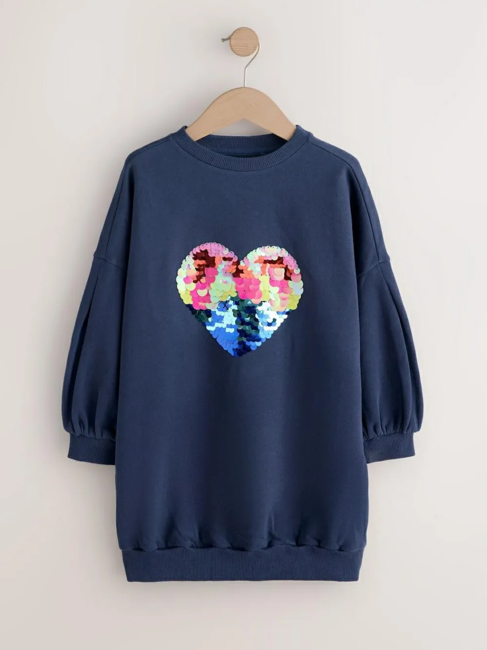 Outlet Next Navy Sequin Heart Jumper Dress (3-16yrs)