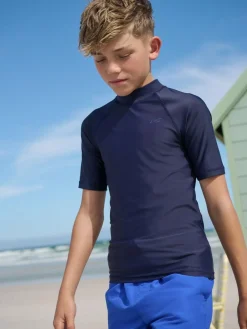 Next Navy Short Sleeve Rash Vest (1.5-16yrs)^BOY Swimwear