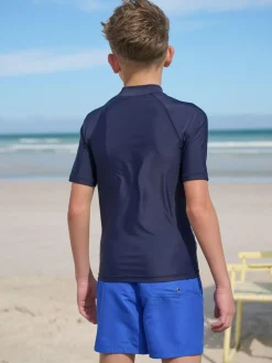 Next Navy Short Sleeve Rash Vest (1.5-16yrs)^BOY Swimwear
