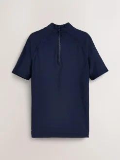 Next Navy Short Sleeve Rash Vest (1.5-16yrs)^BOY Swimwear