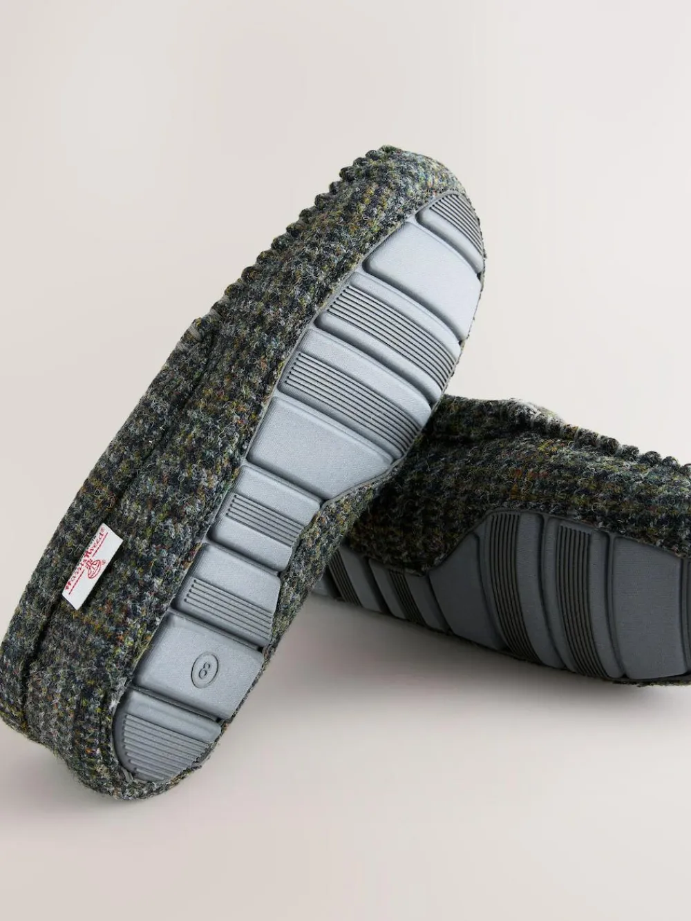 Online Next Navy Signature Harris Tweed Moccasin Slippers