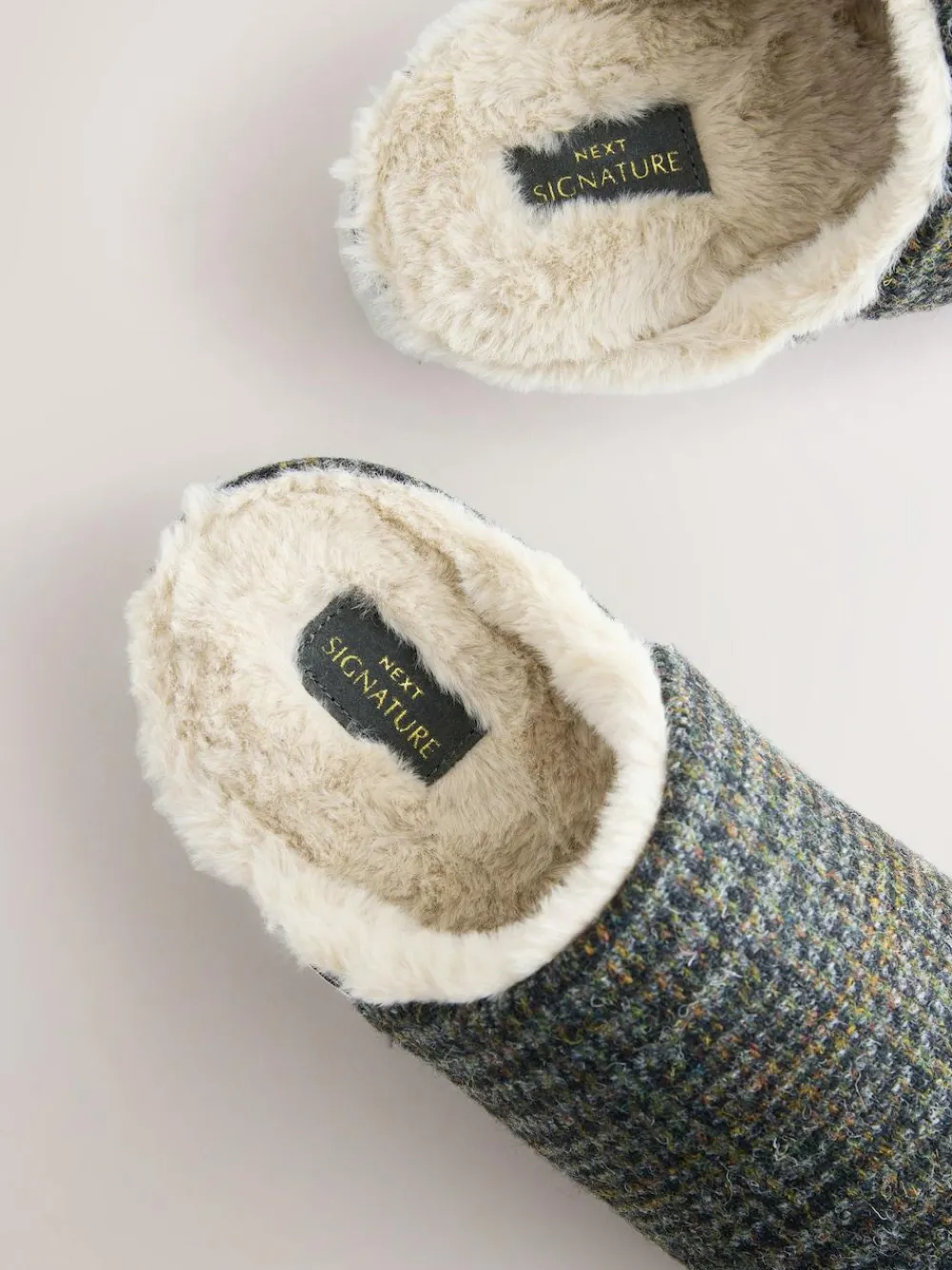 Clearance Next Navy Signature Harris Tweed Mule Slippers