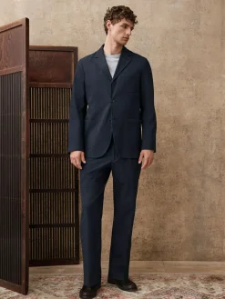Clearance Next Navy Slim Fit Seersucker Stripe Suit Jacket