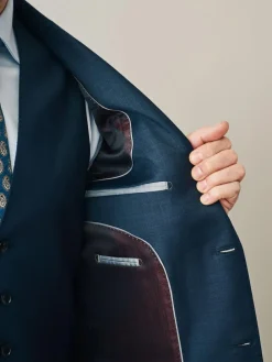 New Next Slim Fit Signature Cerutti 100% Italian Wool Suit Jacket Navy