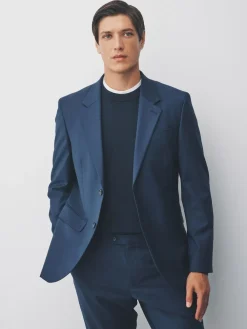 Next Navy Slim Fit Tailored Fit Wool Blend Motionflex Suit Jacket