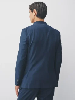 Next Navy Slim Fit Tailored Fit Wool Blend Motionflex Suit Jacket