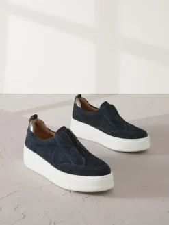 Next Slip On Signature Leather Chunky Wedge Platform Trainers^Women Sneakers
