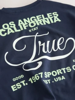 Discount Next Navy Slogan Heavyweight T-Shirt and Shorts Set (3-16yrs)