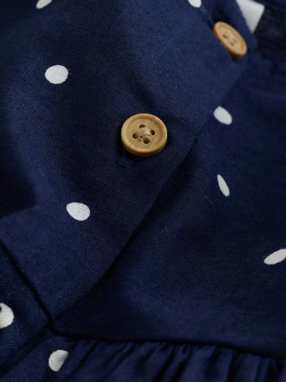 New Next Navy Spot Double Ruffle Sleeve Dress (3mths-8yrs)