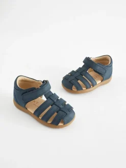 Next Standard Fit (F) Baby Touch Fastening Leather First Walker Sandals^ First Shoes