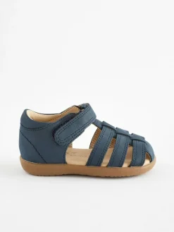 Next Standard Fit (F) Baby Touch Fastening Leather First Walker Sandals^ First Shoes