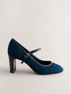 Next Standard Fit Round Toe Mary Jane Block Court Shoes^Women Wide Fit & Extra Wide Fit