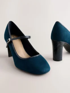Next Standard Fit Round Toe Mary Jane Block Court Shoes^Women Wide Fit & Extra Wide Fit