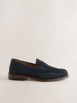 Hot Next Standard Fit Suede Penny Loafers Navy