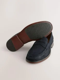 Hot Next Standard Fit Suede Penny Loafers Navy