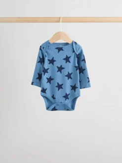 Next Navy Star Long Sleeve Bodysuits 5 Pack^BOY Bodysuits & Vests|Vests