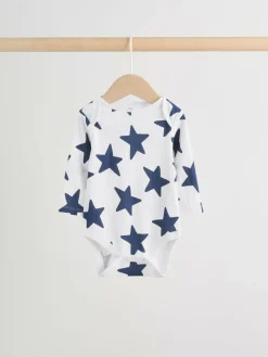Next Navy Star Long Sleeve Bodysuits 5 Pack^BOY Bodysuits & Vests|Vests