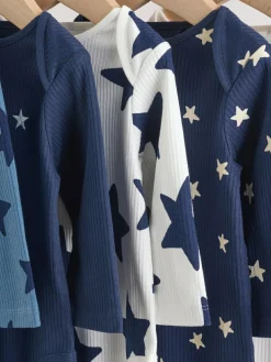 Next Navy Star Long Sleeve Bodysuits 5 Pack^BOY Bodysuits & Vests|Vests