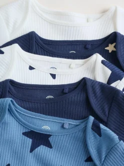 Next Navy Star Long Sleeve Bodysuits 5 Pack^BOY Bodysuits & Vests|Vests