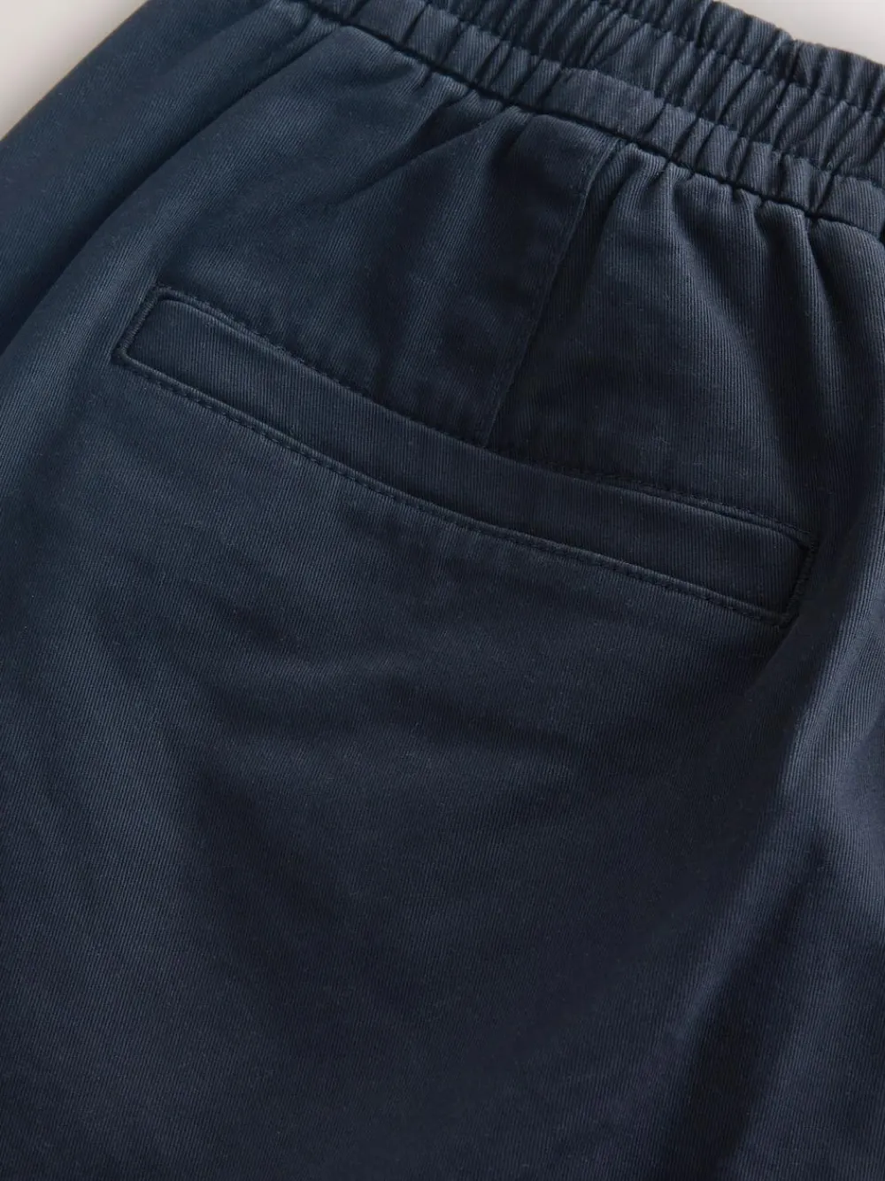 Next Straight Fit Pleated Stretch Chinos Trousers With Elasticated Waist Navy