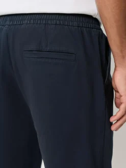 Next Straight Fit Pleated Stretch Chinos Trousers With Elasticated Waist Navy