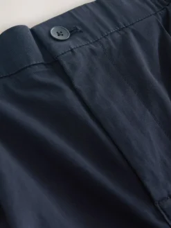 Next Straight Fit Pleated Stretch Chinos Trousers With Elasticated Waist Navy